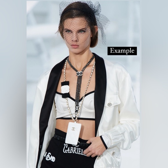 Auth BN Chanel Black Caviar ID Badge Card Holder With Chain - Picture 9 of 9